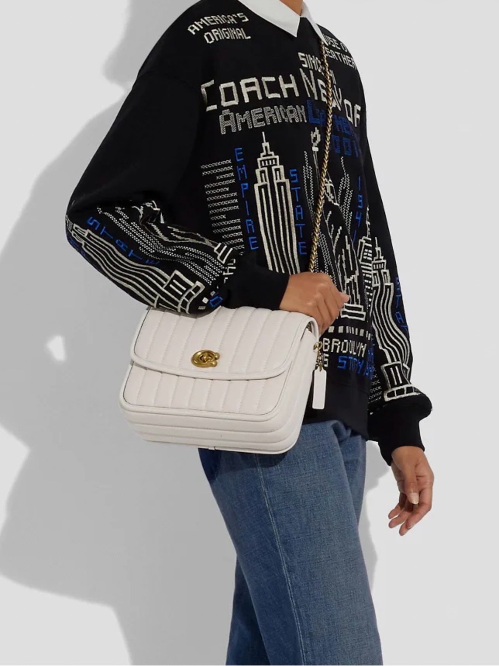 Coach Chalk Quilted Tabby Crossbody Bag with Gold Hardware